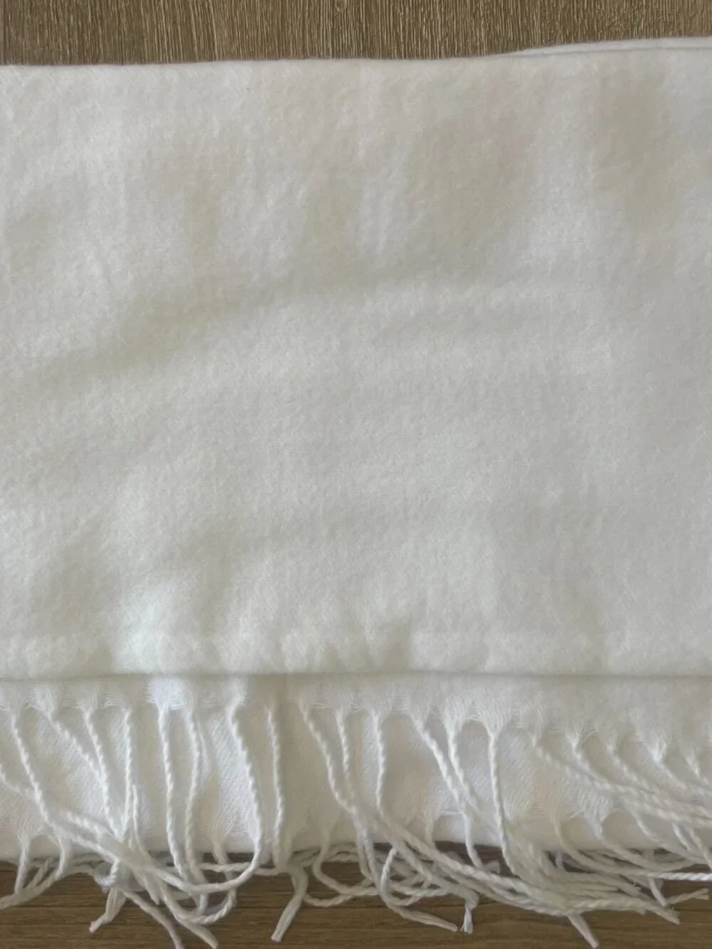 Soft Cashmere-Feel Pashmina style Solid Shawl Wrap - Ivory & White